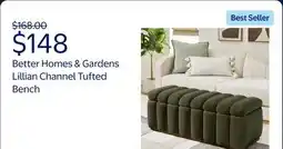 Walmart Better Homes & Gardens 47.24 Lillian Channel Tufted Bench, Olive Velvet offer