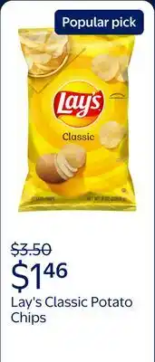 Walmart Lay's Classic Potato Chips, 8 oz, Plastic Bag offer