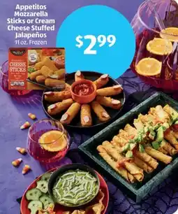 Aldi Appetitos Mozzarella Sticks or Cream Cheese Stuffed Jalapeños offer