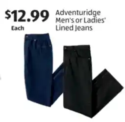 Aldi Adventuridge Men's or Ladies' Lined Jeans offer