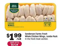 Grocery Outlet Sanderson Farms Fresh Whole Chicken Wings, Jumbo Pack offer