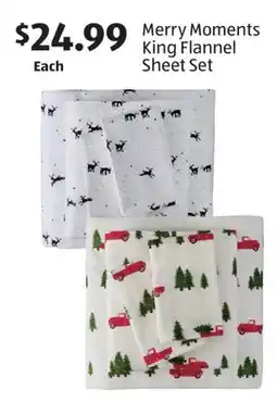 Aldi Merry Moments King Flannel Sheet Set offer
