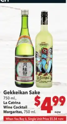 Vallarta Supermarkets Gekkeikan Sake offer
