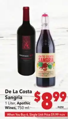 Vallarta Supermarkets De La Costa Sangria offer