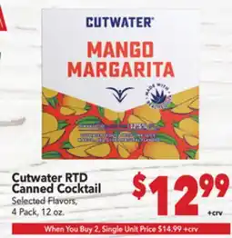 Vallarta Supermarkets Cutwater RTD Canned Cocktail offer