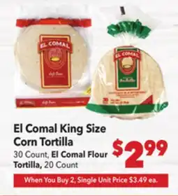 Vallarta Supermarkets El Comal King Size Corn Tortilla offer