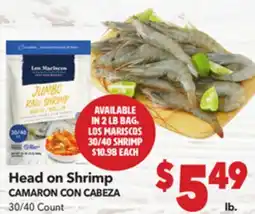 Vallarta Supermarkets Head on Shrimp / CAMARON CON CABEZA offer