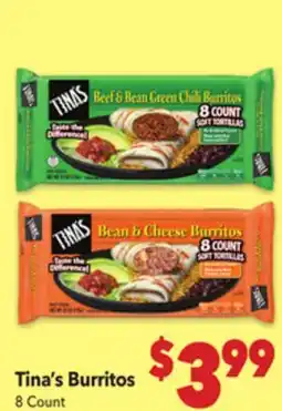 Vallarta Supermarkets Tina's Burritos offer