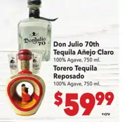Vallarta Supermarkets Don Julio 70th Tequila Añejo Claro offer