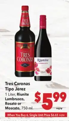 Vallarta Supermarkets Tres Caronas Tipo Jerez offer