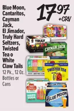 El Super Blue Moon, Cantaritos, Cayman Jack, El Jimador, Truly Hard Seltzers, Twisted Tea o White Claw Tails offer