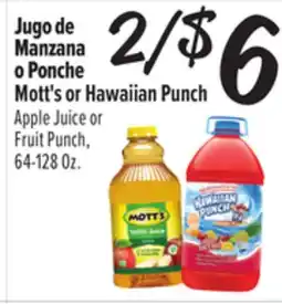 El Super Mott's or Hawaiian Punch Apple Juice or Fruit Punch offer