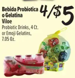 El Super Bebida Probiotica o Gelatina Viloe Probiotic Drinks 4 Ct. Emoji Gelatins,7.05 Oz offer