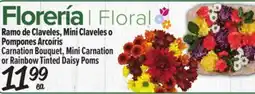El Super Carnation Bouquet, Mini Carnation or Rainbow Tinted Daisy Poms offer