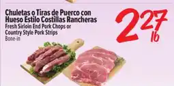 El Super Fresh Sirloin End Pork Chops or Country Style Pork Strips offer