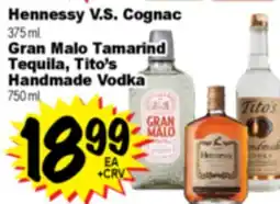 Superior Grocers Hennessy V.S. Cognac 375 ml. Gran Malo Tamarind Tequila, Tito's Handmade Vodka 750 ml offer