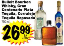 Superior Grocers Bulleit Bourbon Whisky, Gran Centenario Plata Tequila, Corralejo offer