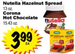 Superior Grocers Nutella Hazelnut Spread 13 oz. Corona Hot Chocolate 15.43 oz offer