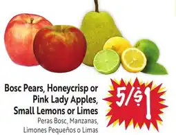 Foodmaxx Bosc Pears, Honeycrisp or Pink Lady Apples, Small Lemons or Limes offer