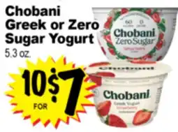 Superior Grocers Chobani Greek or Zero Greek or Zero Sugar Yogurt offer