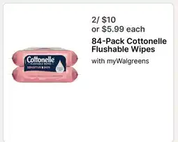Walgreens 84-Pack Cottonelle Flushable Wipe offer