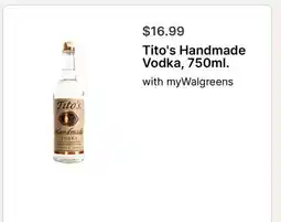 Walgreens Tito's Handmade Vodka, 750ml offer