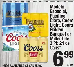 Super King Markets Modelo Especial, Pacifico Clara, Coors Light, Coors Golden Banquet or Miller Lite offer