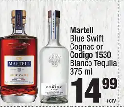 Super King Markets Martell Blue Swift Cognac or Codigo 1530 Blanco Tequila offer