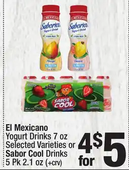 Super King Markets El Mexicano Yogurt Drinks 7 oz Selected Varieties or Sabor Cool Drinks 5 Pk 2.1 oz offer