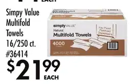 Smart & Final Simply Value Multifold Towels offer