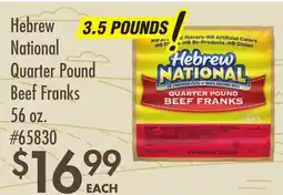 Smart & Final Hebrew National Quarter Pound Beef Franks offer