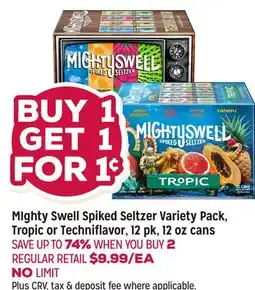Grocery Outlet Mighty Swell Spiked Seltzer Variety Pack, Tropic or Techniflavor, 12 pk offer