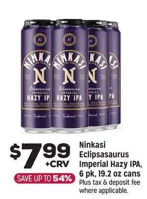 Grocery Outlet Ninkasi Eclipsasaurus Imperial Hazy IPA offer