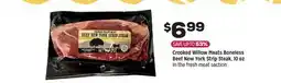 Grocery Outlet Crooked Willow Meats Boneless Beef New York Strip Steak offer