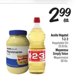 El Super Fresh 1-2-3 Vegetable Oil 33.8 Oz., Simply Value Mayonnaise 30 Oz offer