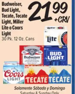El Super Fresh Budweiser, Bud Light, Tecate, Tecate Light, Miller Lite o Coors Light offer