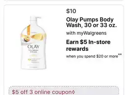 Walgreens Olay Pumps Body Wash offer