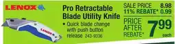 Menards Pro Retractable Blade Utility Knife offer