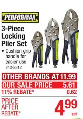 Menards 3-Piece Locking Plier Set offer