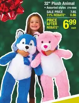 Menards 32 Plush Animal offer