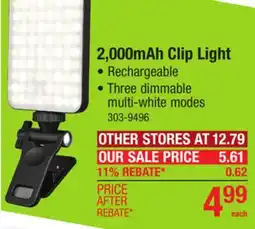 Menards 2,000mAh Clip Light offer