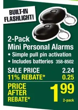 Menards 2-Pack Mini Personal Alarms offer