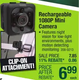 Menards Rechargeable 1080P Mini Camera offer