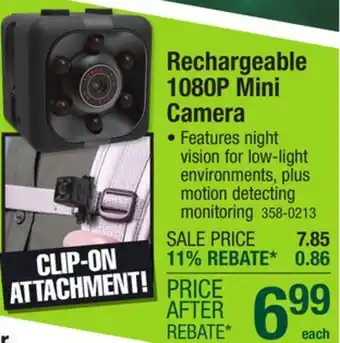 Menards Rechargeable 1080P Mini Camera offer