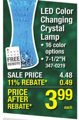 Menards LED Color Changing Crystal Lamp offer