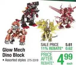 Menards Glow Mech Dino Block offer