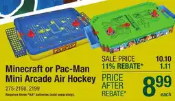 Menards Minecraft or Pac-Man Mini Arcade Air Hockey offer