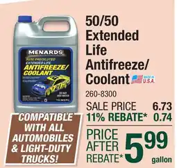Menards 50/50 Extended Life Antifreeze/ Coolant offer