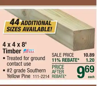 Menards 4 x 4 x 8' Timber offer