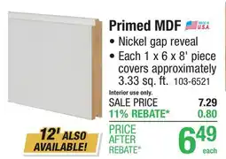 Menards Primed MDF offer